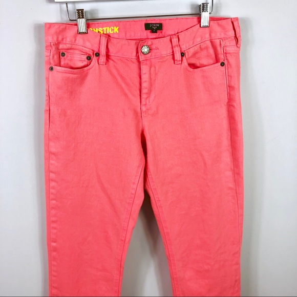 J. Crew Factory Neon Coral Jeans Matchstick Pink - Picture 3 of 8